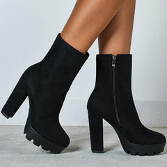 Side Zip Chunky Heeled Classic Boots Newgew