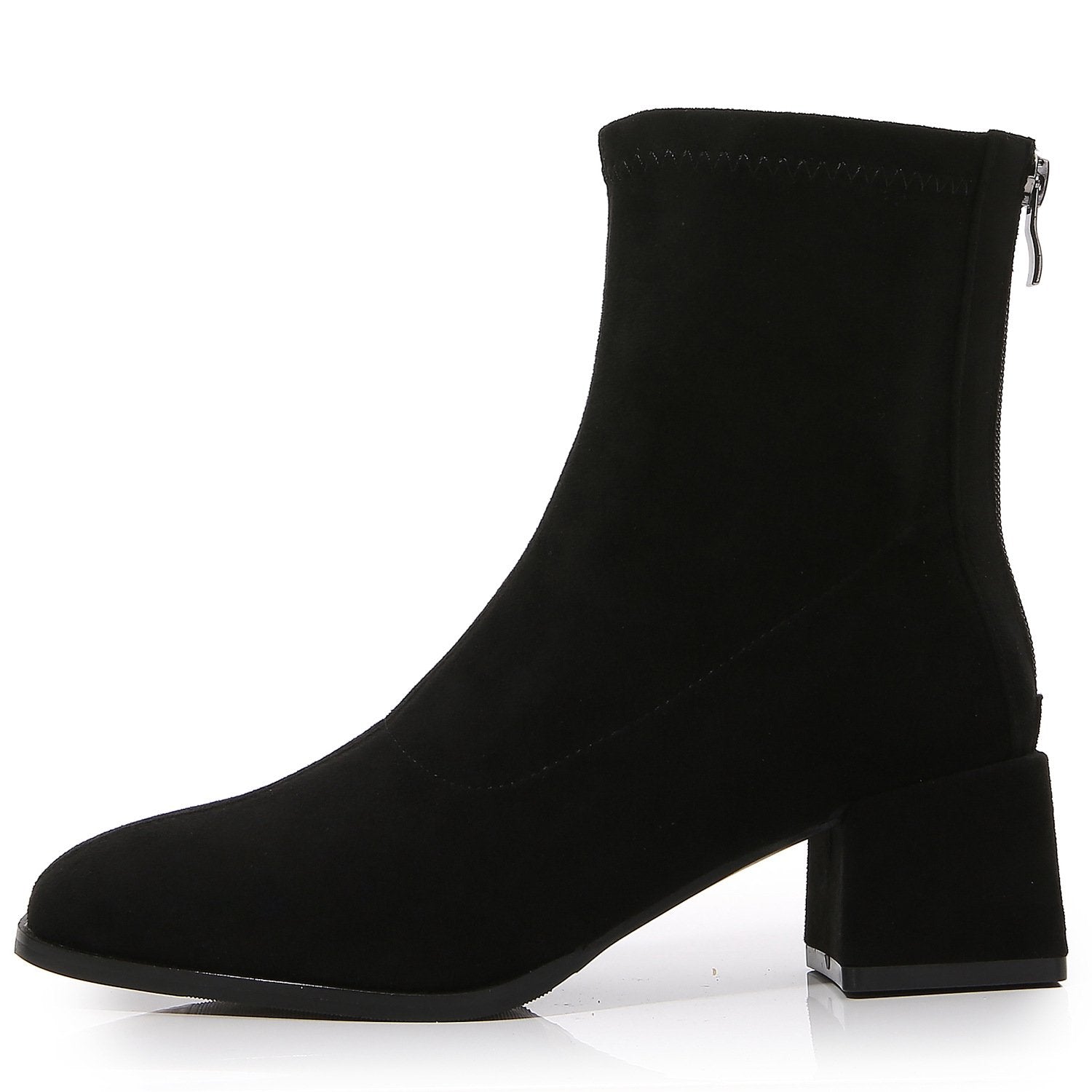 Suede Back Zipper Chunky Heeled Ankle Boots Suede Back Zipper Chunky Heeled Boots Newgew