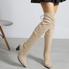 Over The Knee Tie Back Chunky Boots Newgew