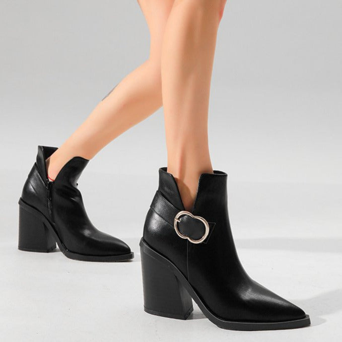 Chunky Heel Pointed Toe Chelsea Boots Newgew