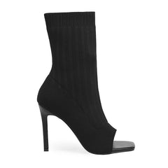 Knitted Wool Peep-toe High-heeled Boots Newgew