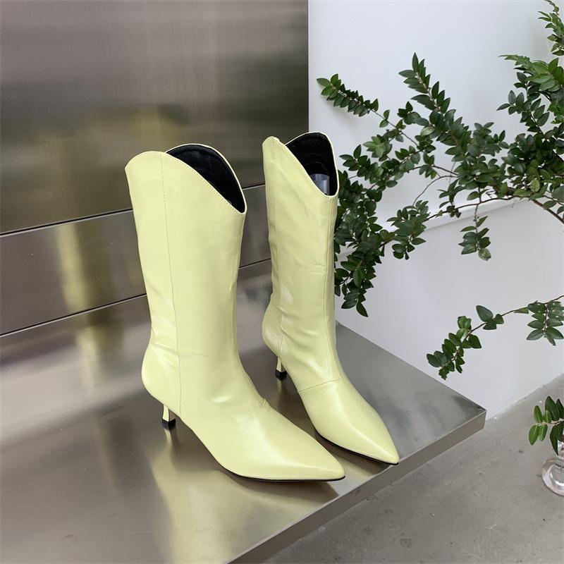 Colorful Pointed Toe Side Zipper Boots Newgew