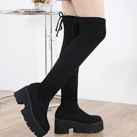 Thick-soled Suede Over-the-knee Boots Newgew