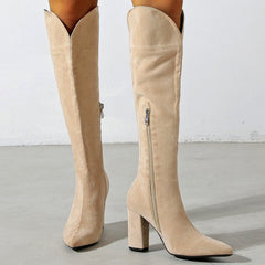 Chunky Heeled Suede Tall Tube Newgew