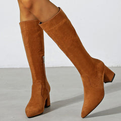 Chunky High Heeled Pointed Toe Short Boots Newgew