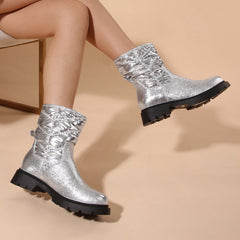 Silver Platform Chunky Boots Newgew