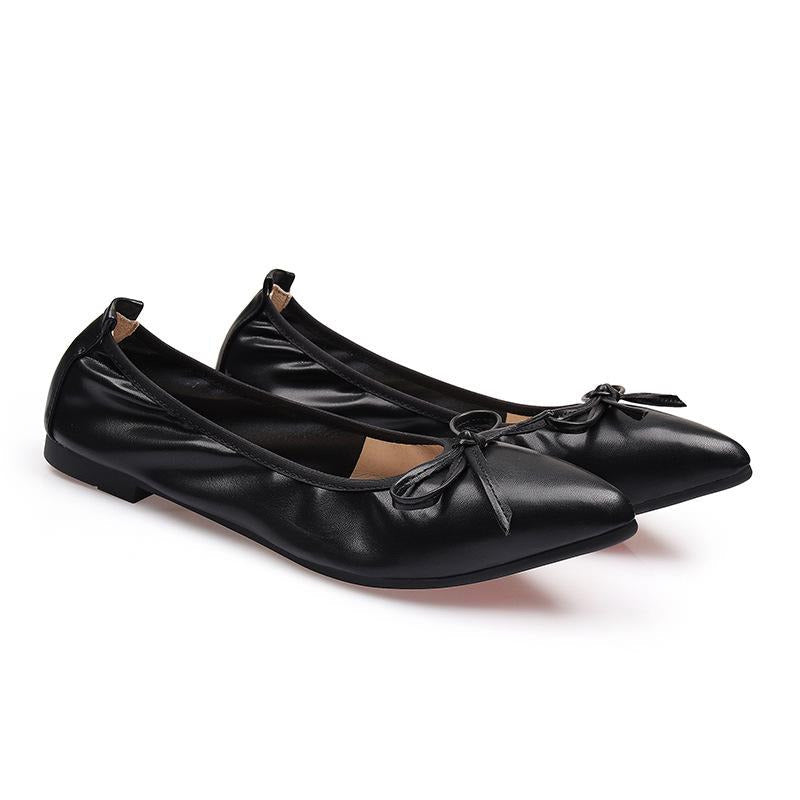 Bow Decor Pointed Toe Ballet Flats Newgew