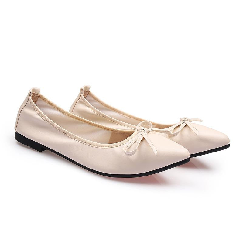 Bow Decor Pointed Toe Ballet Flats Newgew