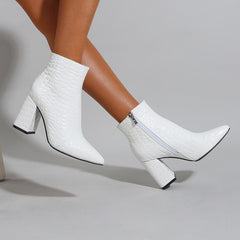 Side Zipper Chunky Heeled Booties Newgew