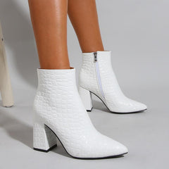 Side Zipper Chunky Heeled Booties Newgew