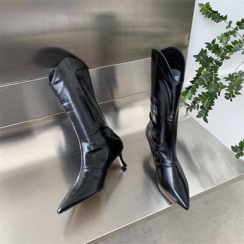 Colorful Pointed Toe Side Zipper Boots Newgew