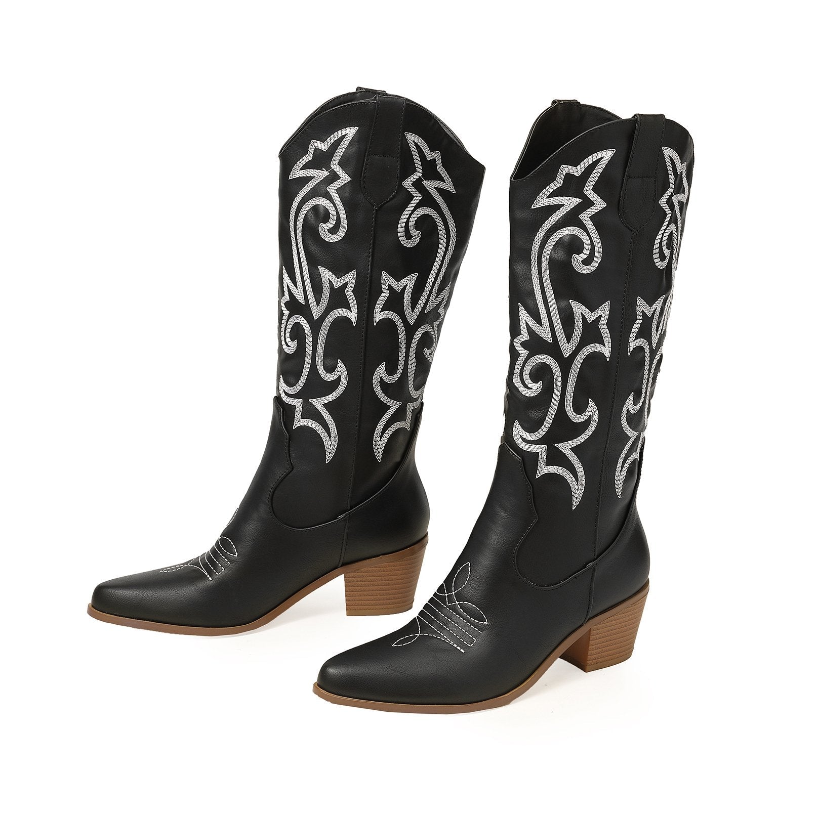 Vintage Chunky Heeled Embroidered Western Boots Newgew