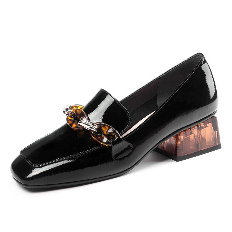 Eldora Low Heel Loafers with Chain Decoration NEW GEW