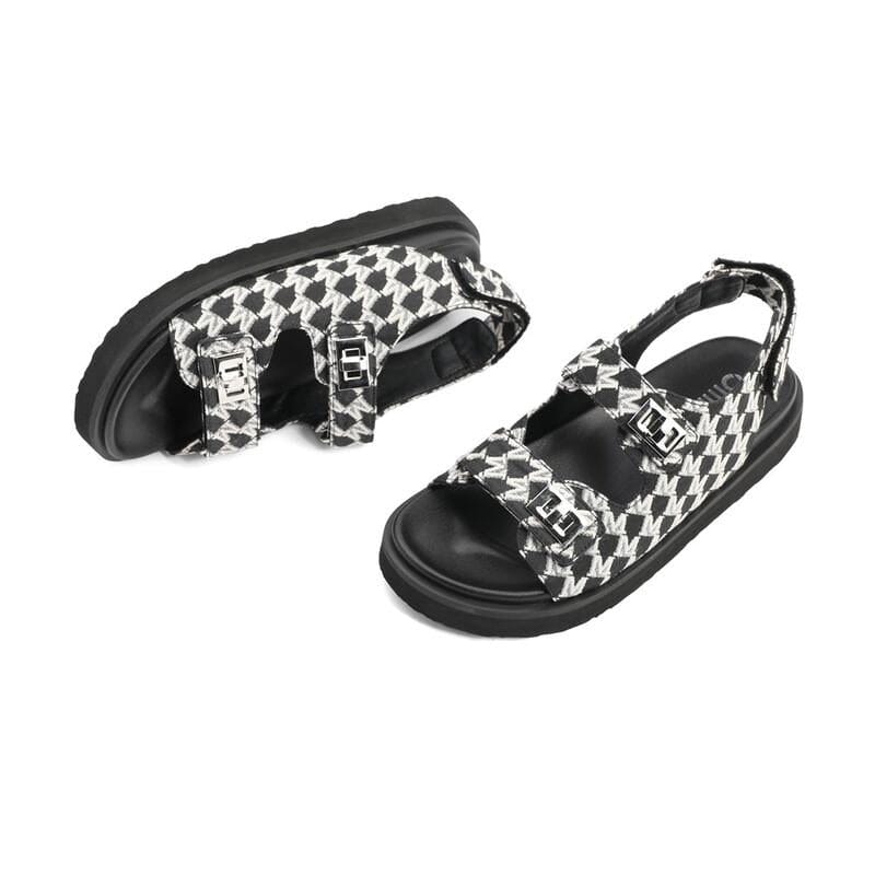 Checkerboard Strappy Sandals Newgew