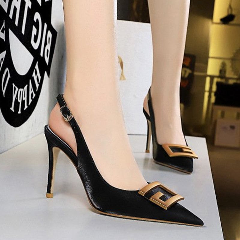 Metal Buckle Stiletto Heels Newgew