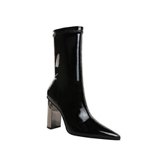 Fashionable bright face patent leather boots Newgew-AL