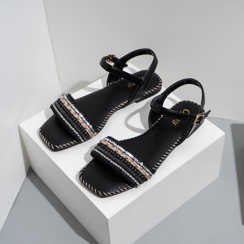 Versatile Square Head Flat Sandals Newgew