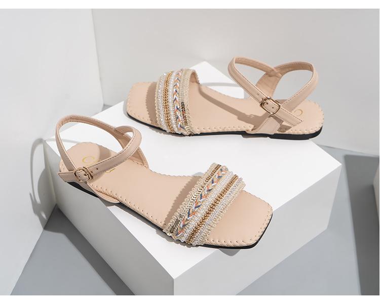 Versatile Square Head Flat Sandals Newgew