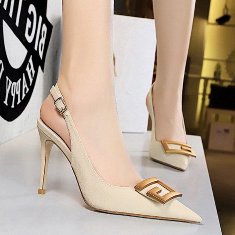 Metal Buckle Stiletto Heels Newgew