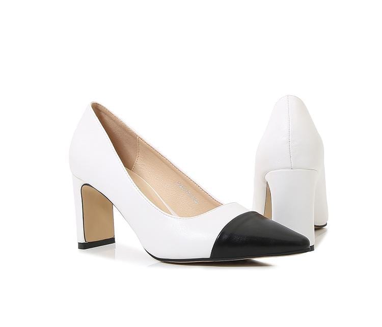 Two Tone Point Toe Hee Pumps Newgew