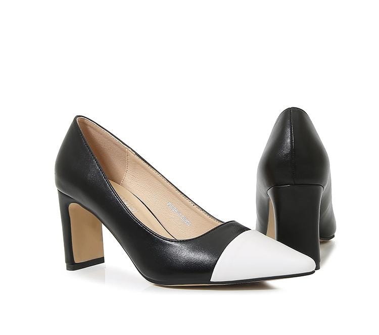 Two Tone Point Toe Hee Pumps Newgew