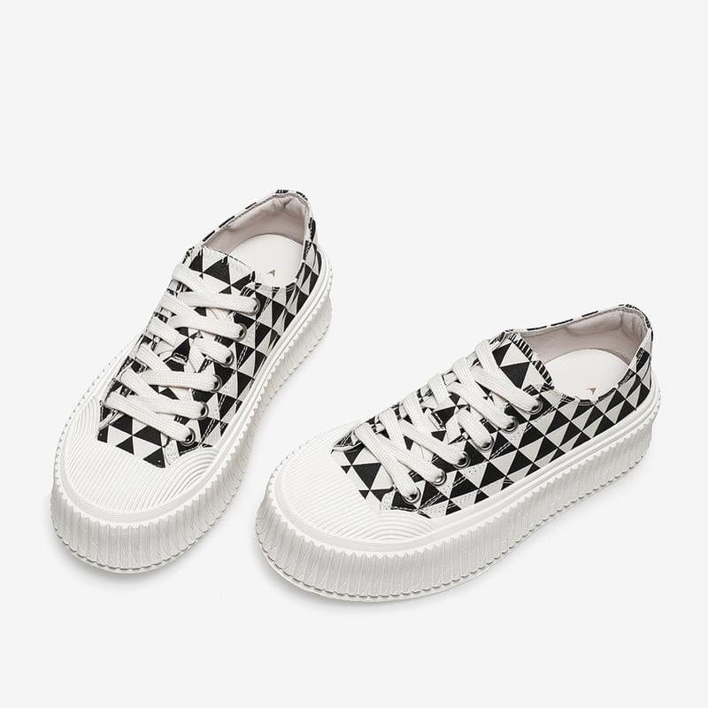 Checkerboard Lace-up Front Skate Shoes Newgew