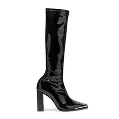 Chic Square-Toe Chunky Heeled Boots Newgew