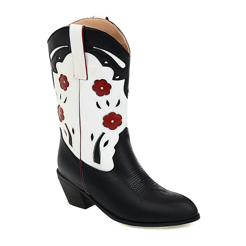 Western Flower Embroidered Cowboy Boots(Pre-Order) Newgew