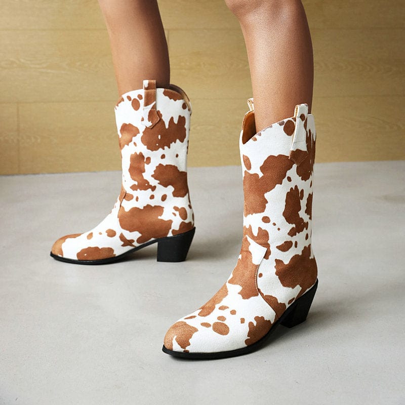 Cool Cow Print Cowboy Boots(PreOrder)