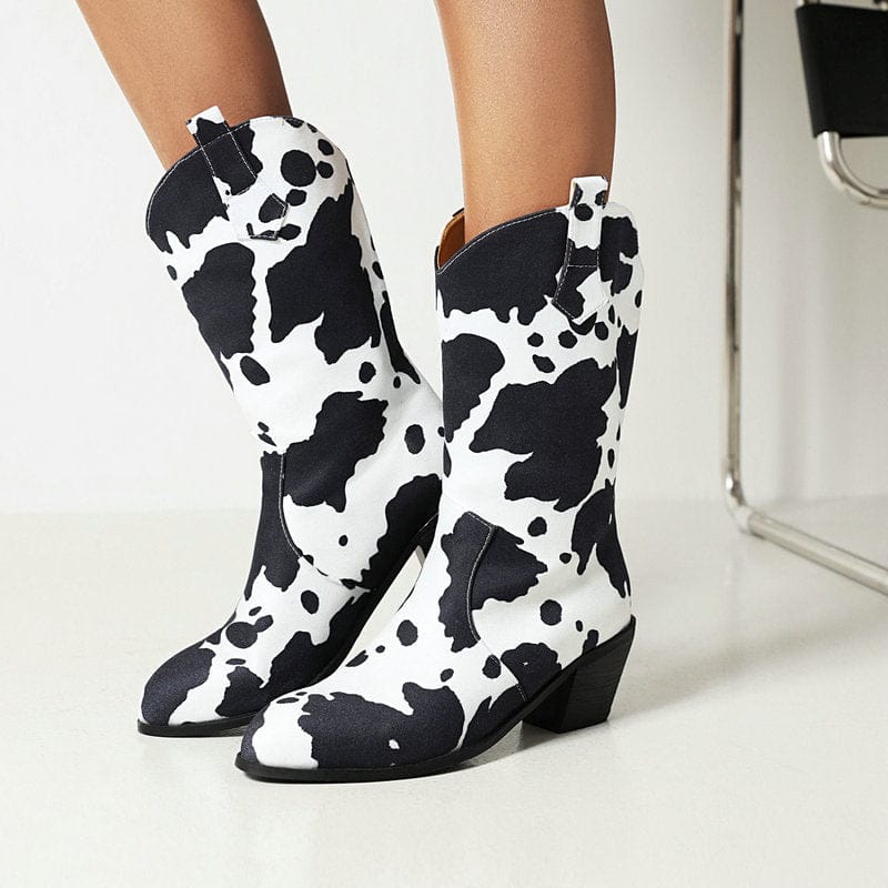 Cool Cow Print Cowboy Boots(Pre-Order) Newgew