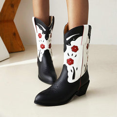 Western Flower Embroidered Cowboy Boots(Pre-Order) Newgew