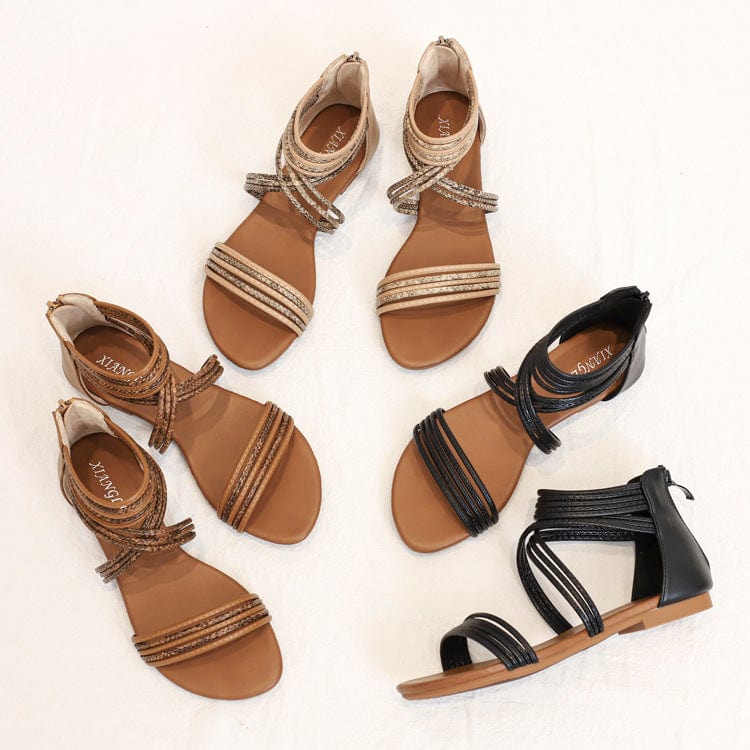 Strappy Back Zipper Sandals Newgew