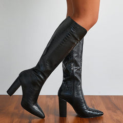 Minimalist Croc Embossed Side Zipper Boots Newgew