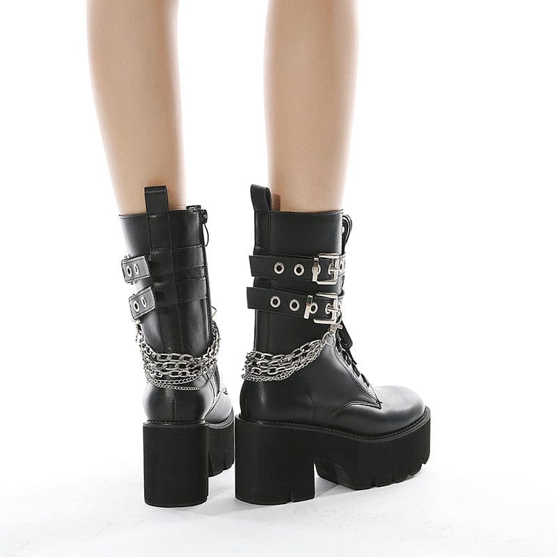 Chain Lace-up Boots Newgew