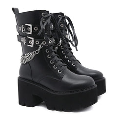 Chain Lace-up Boots Newgew