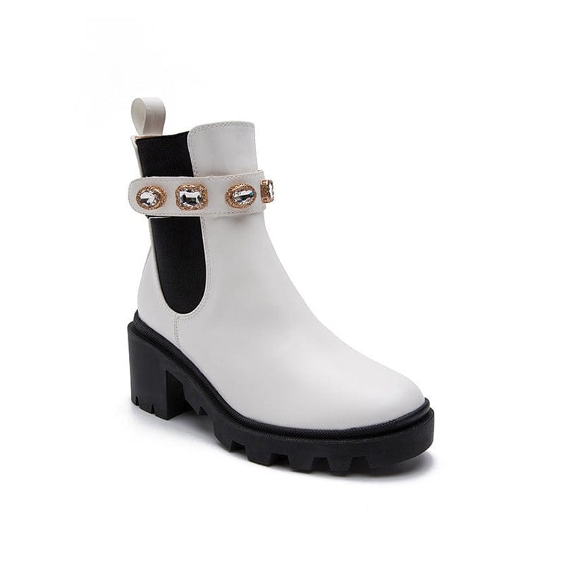 Round Toe Chunky Heel Boots Newgew