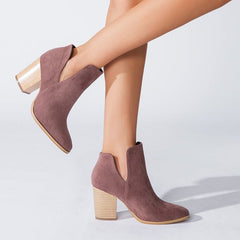 V Cut Block Heel Booties Newgew