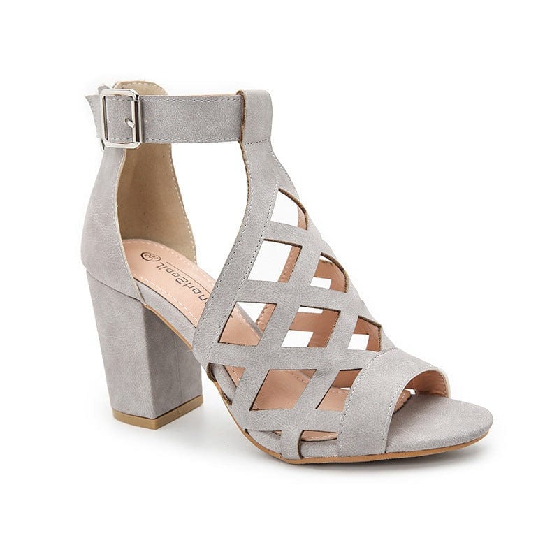 Peep Toe Chunky Heel Sandals Newgew