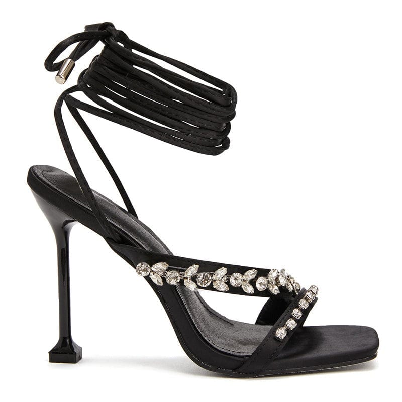 Rhinestone Decor Stiletto Heeled Strappy Sandals Newgew