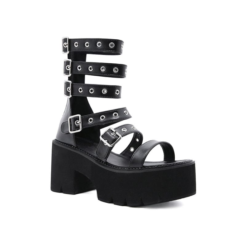 Strappy Buckle Design Heeled Sandals Newgew