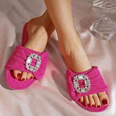 Rhinestone Decor Flat Sandals Newgew