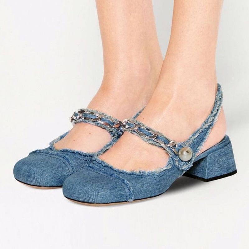 Square-toe Chain Decor Sandals Newgew