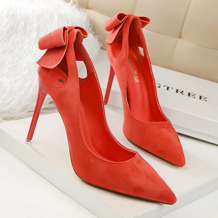 Bow Decor Satin Stiletto Pumps Newgew