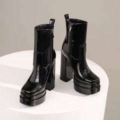 Gema Black Patent Leather Ankle Boots Newgew