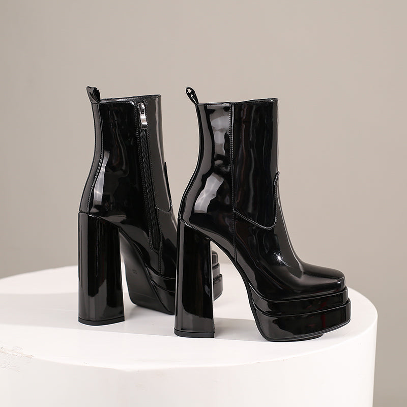 Gema Black Patent Leather Ankle Boots Newgew