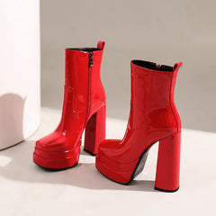 Gema Red Platform Boots Newgew