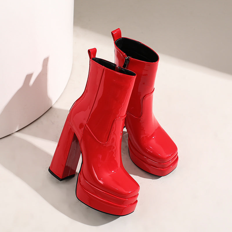 Gema Red Platform Boots Newgew