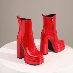 Gema Red Platform Boots Newgew