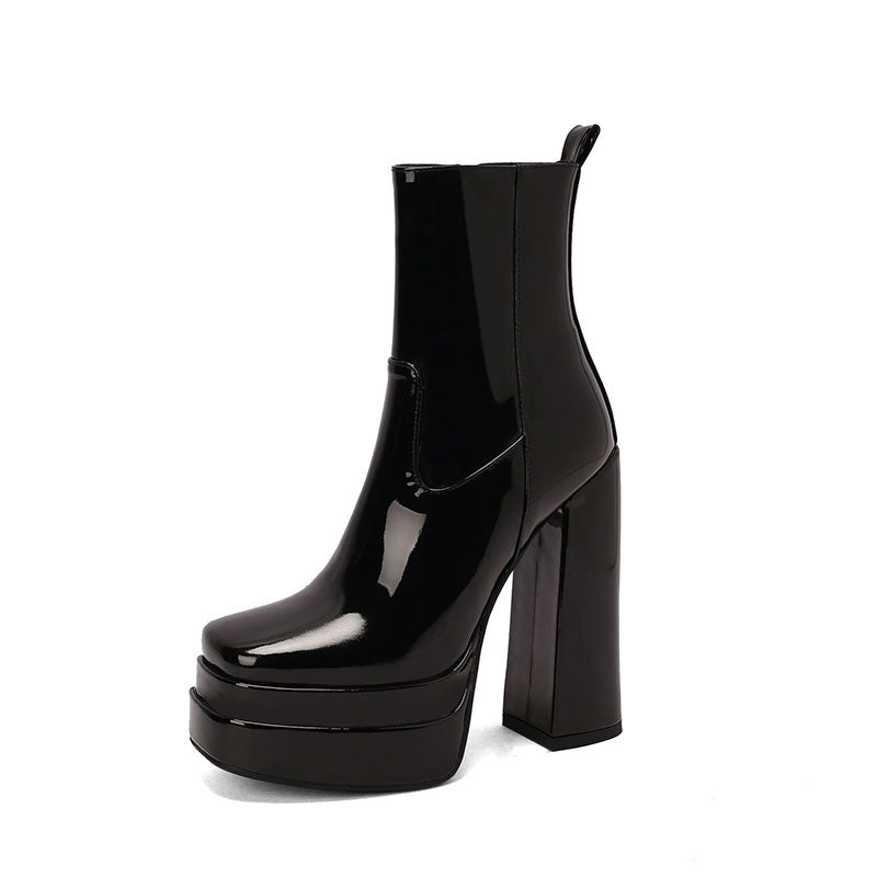 Gema Black Patent Leather Ankle Boots Newgew