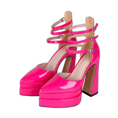 Fraya Hot Pink Platform Heels Newgew